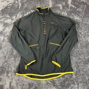 Nike Livestrong Women's 1/2 Zip Windbreaker Jacket Sz L Black Yellow Pullover
